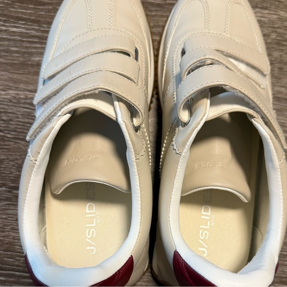 J Slides‎ NYC Lyla Sneakers Beige Leather Hook and Loop Gum Sole NEW NWOB - Picture 4 of 12